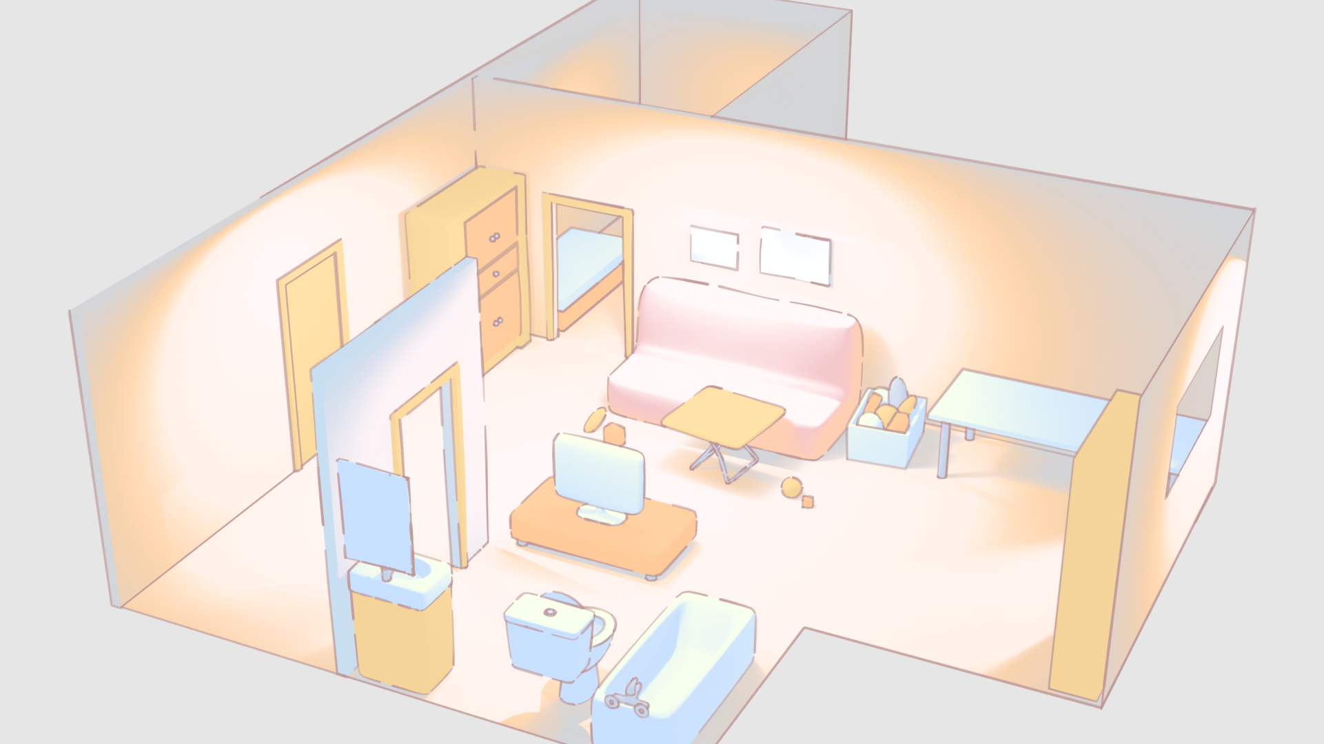 Uncle Babysitter 3 character design and background art