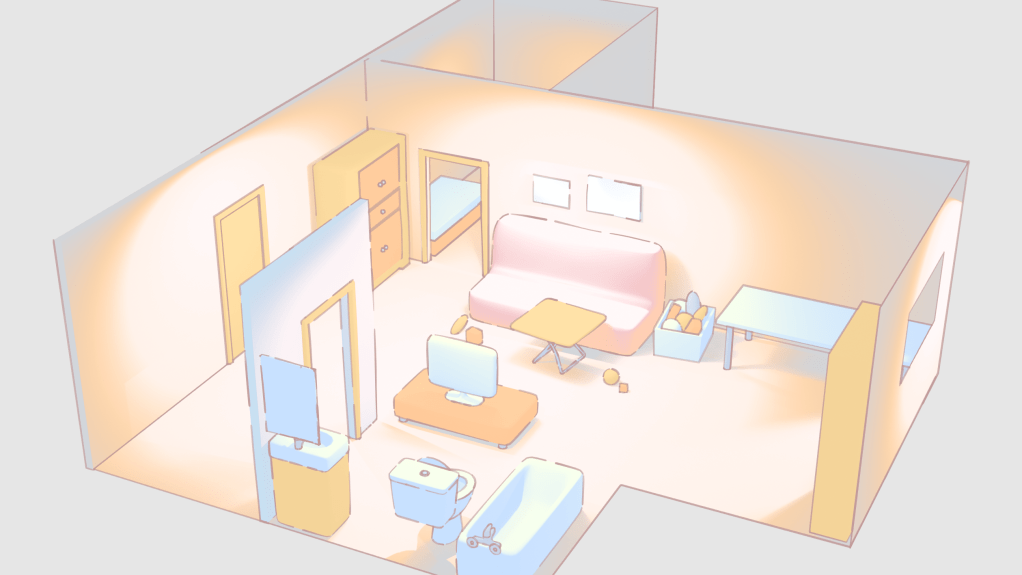 Uncle Babysitter 3 character design and background art